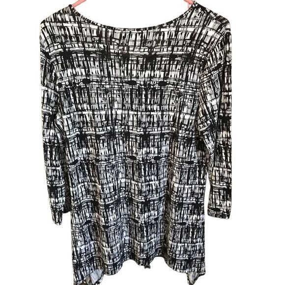 Willi Smith size M black white abstract 3/4 sleeve shirt - Picture 3 of 4